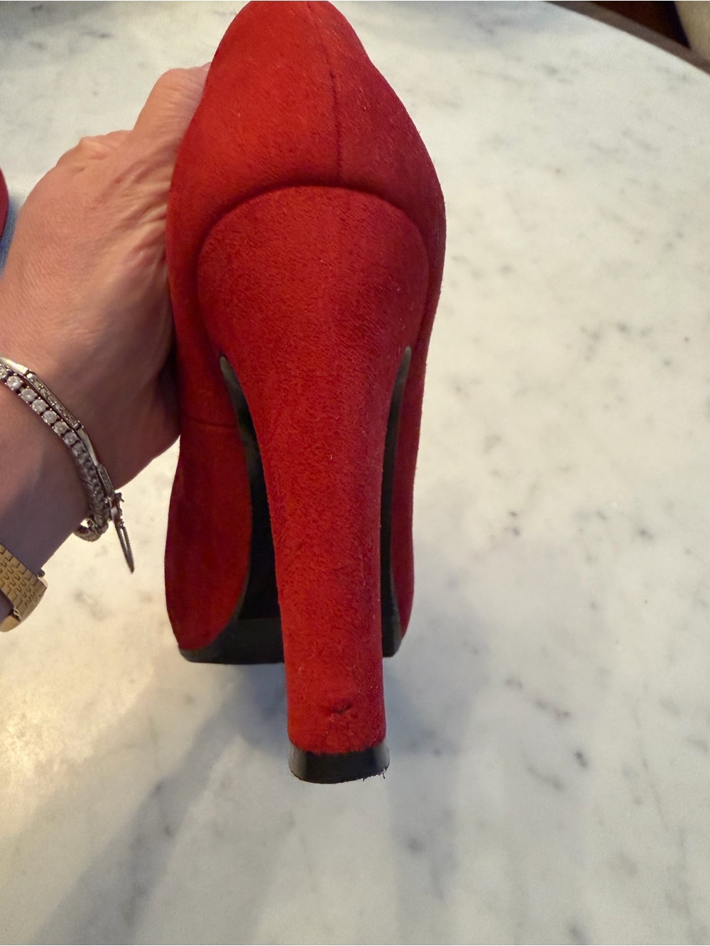loriblu luxury Italian Designer Red‎ Suede Heels Size 38 - Picture 6 of 16
